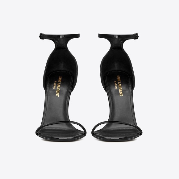 SAINT LAURENT OPYUM SANDALS IN PATENT LEATHER WITH GOLD-TONE HEEL - Picture 3 of 8